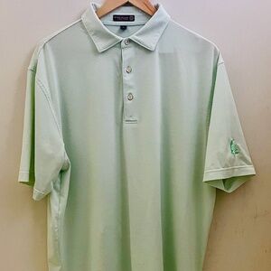 Peter Millar 4E Men's Summer Comfort Polo Size L Light Green stripe on white